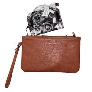 Adrienne Vittadini Tan/Light Orange Wristlet Clutch with Built-in Power Bank